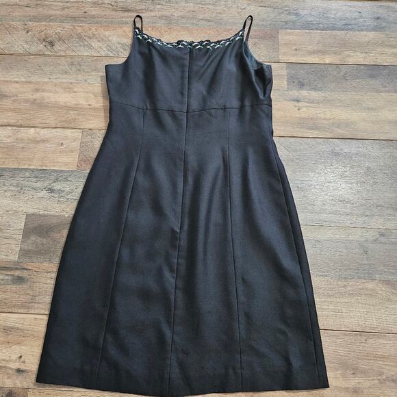 Ann Taylor Silk Black Spaghetti Strap Floral Embroidered Dress Size 6P - Picture 2 of 12